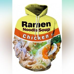 Ramen Noodle 3D Print Casual Hoodie Chicken NWOT